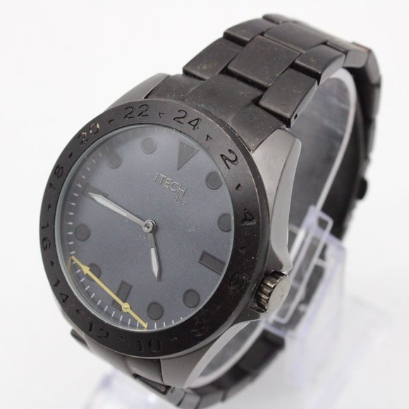 ITech Digital Watch Mens Black Tone Stainless Steel Classic Black Dial For Parts - Picture 4 of 8